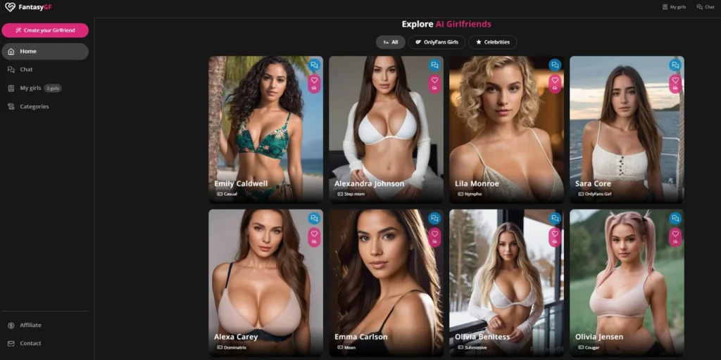 FantasyGF.ai Crea la tua piattaforma personalizzata per ragazze nude con intelligenza artificiale