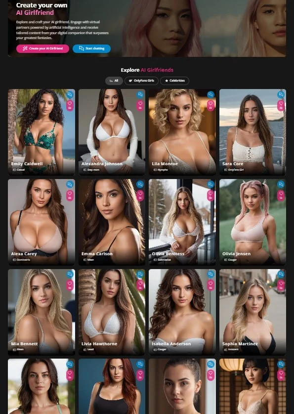 Categorie di ragazze AI di FantasyGF.ai